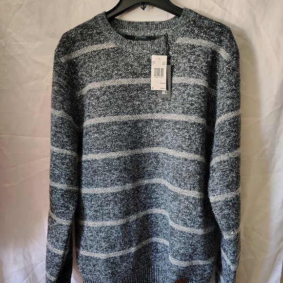 $109 NWT Mens Buffalo Jeans XL Color Gray Mix Winston Stripe Crewneck Sweater - Picture 1 of 8